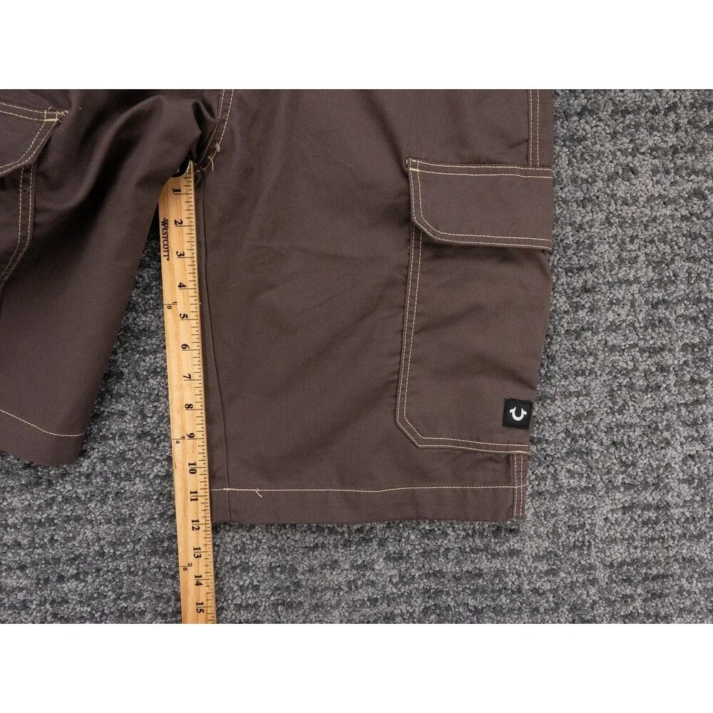 True Religion Cargo Shorts Mens 32 Actual 34 Bracken Brown Logo Outdoor NWT